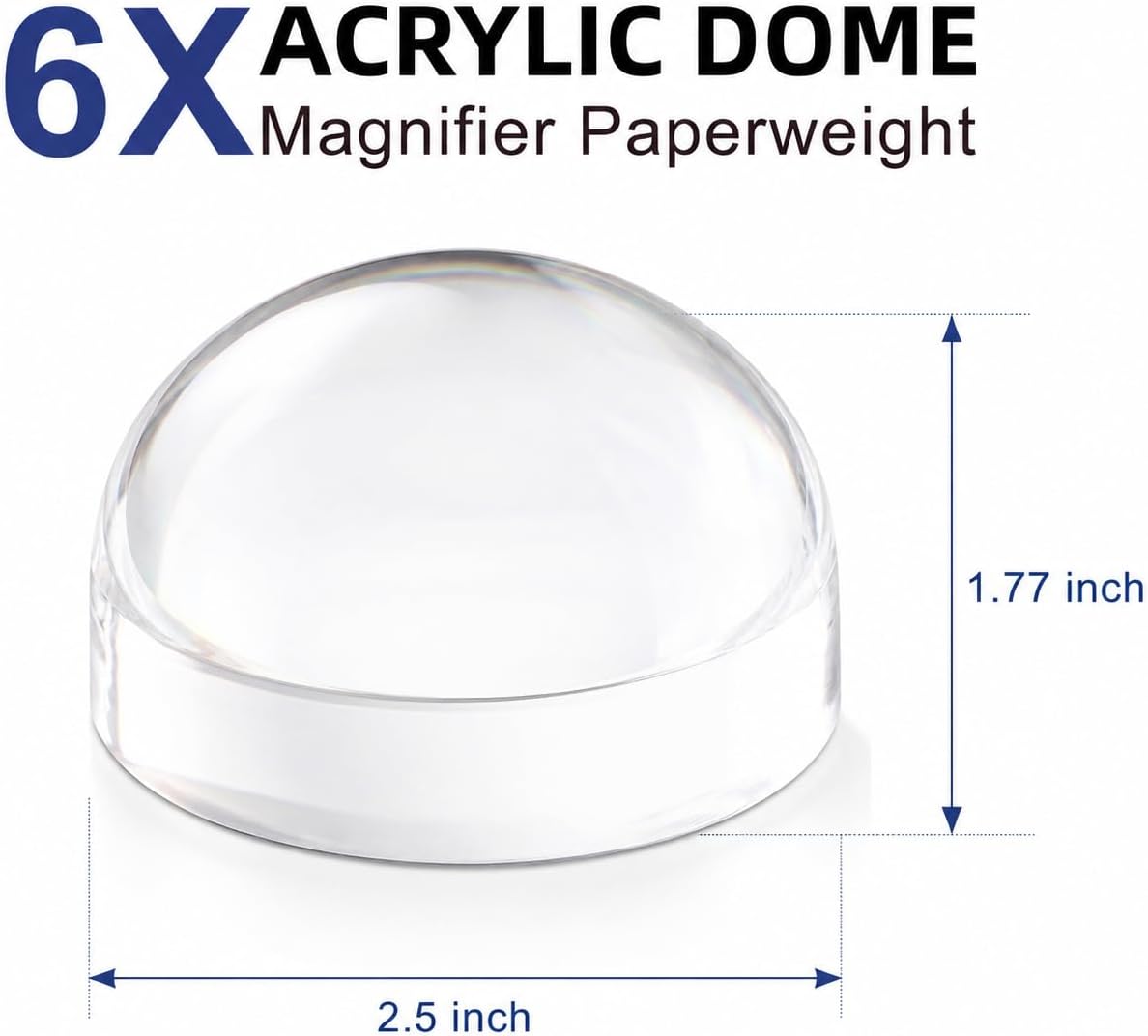 Dandelion 6X Dome/Paperweight Magnifier w/Pouch Table Magnifying | Diameter 2.5 inches,magnifying glass paperweight,reading magnifier for books,Suitable for viewing maps, blueprints