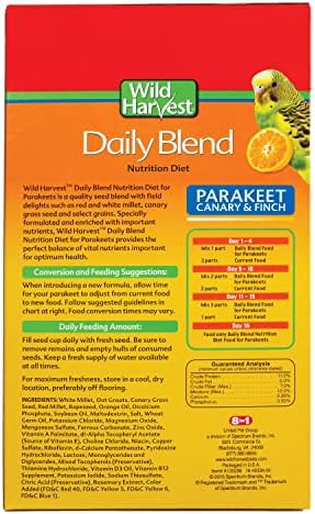 Wild Harvest Daily Blend Nutrition Diet Parakeet, Canary And Finch, Bird Food, 5 Pounds