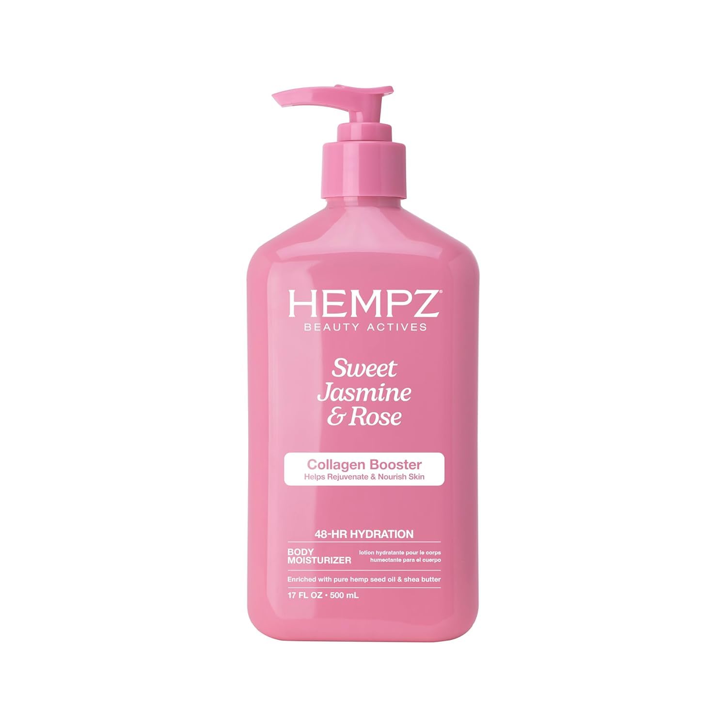 Hempz Sweet Jasmine & Rose Herbal Body Moisturizer for Women, 17 Fl. oz. - Moisturizing Lotion with 100% Pure Hemp Seed Oil, Collagen