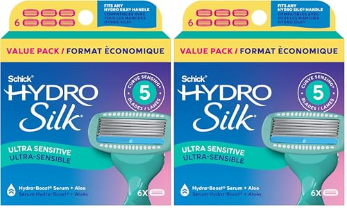Schick Hydro Silk Ultra Sensitive Womens Razor Refills, 4ct | Razor Blades Refills, Womens Razors for Shaving, 5 Blade Razors for Women Sensitive Skin, Schick Hydro Silk Refill, 4ct