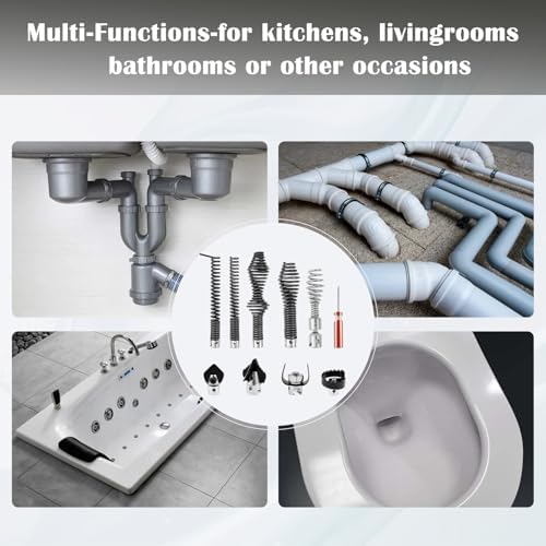 10Pcs Drain Snake Drill Attachment Set for K-400 C-4 C-6, Drain Auger Cutter Kit, High Carbon Steel Drain Cable Cutter and Auger Set for Clog Removal