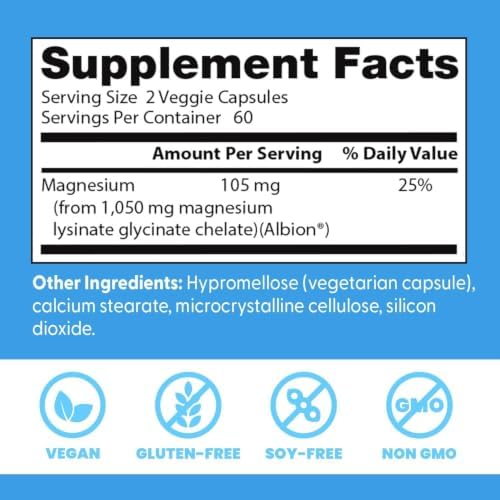 Doctor's Best High Absorption Magnesium Glycinate Lysinate, 120 Veg Caps