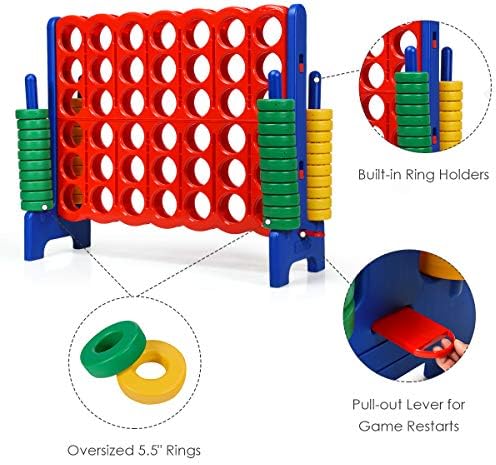 GLACER Giant 4-in-A-Row, Jumbo 4-to-Score Giant Game Set Backyard Games for Kids & Adults
