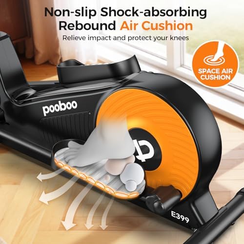 pooboo Elliptical Machine, Elliptical Exercise Machine with 16-Level Resistance&Quiet Magnetic Driving System, Elliptical Machine for Home with LCD Monitor&15.5-17IN Stride, 350LBS Weight Capacity