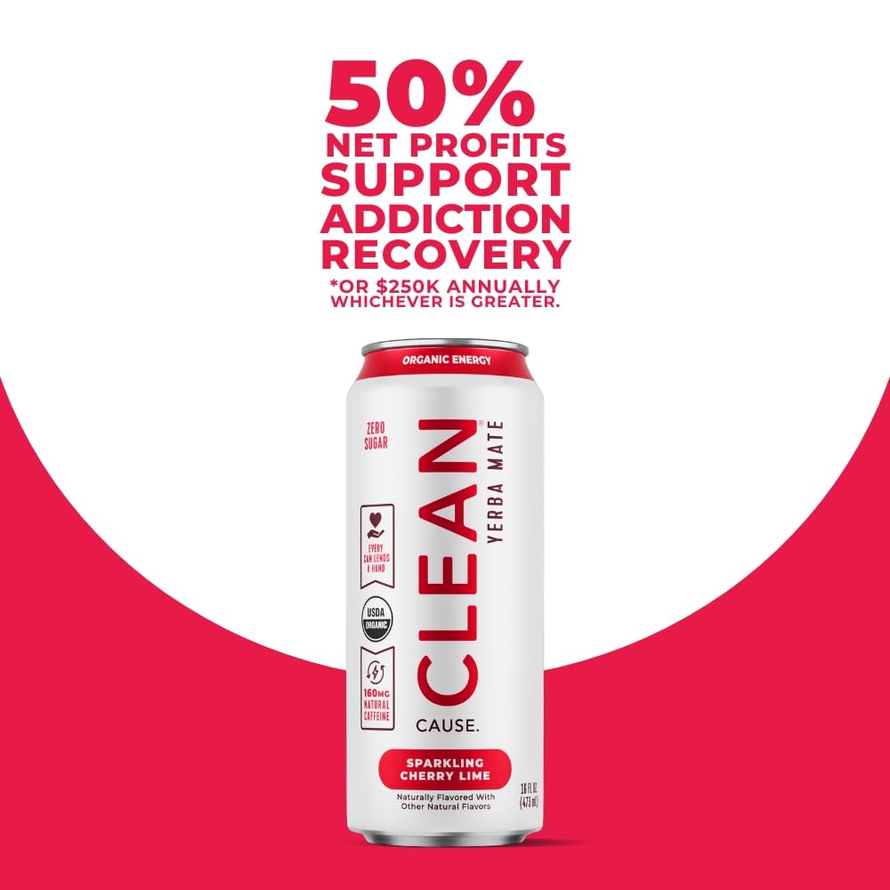 CLEAN Cause Zero Sugar Yerba Mate Organic Energy Orange Ginger, 12Pack 16oz