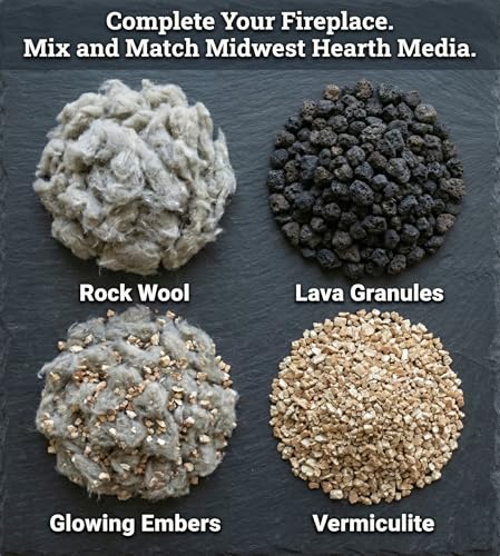 Midwest Hearth Glowing Embers for Gas Logs – 6 oz | Rock Wool and Vermiculite Blend | Enhanced Ember Effect | Vented and Unvented Compatible