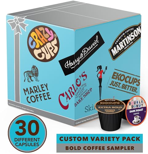 Crazy Cups Custom Variety Pack Coffee Pods | Dark Roast and Bold Flavors | Single Serve Cups for Keurig K-Cup Machines | Robust Assortment with No