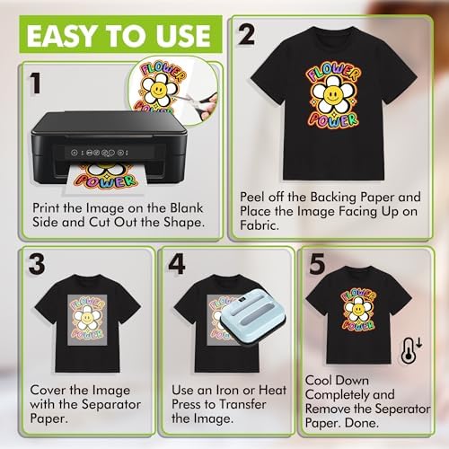 Koala Iron on Heat Transfer Paper for Dark Fabric, 20 Sheets, 8.5x11 In