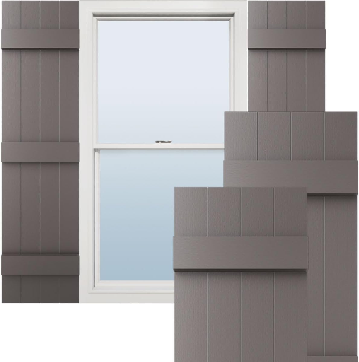 14"W x 59"H Lifetime Vinyl, Standard Four Board Joined, Board-n-Batten Shutters, w/Installation Shutter-Lok's & Matching Screws (Per Pair), Forest Green