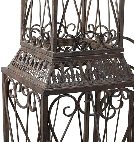 Deco 79 Metal Indoor Outdoor Garden Arbor, 78" x 14" x 94", Matte Bronze | Elevate patios and gardens, metal garden arch trellis, metal trellis for climbing plants outdoor, double doors, scroll latch