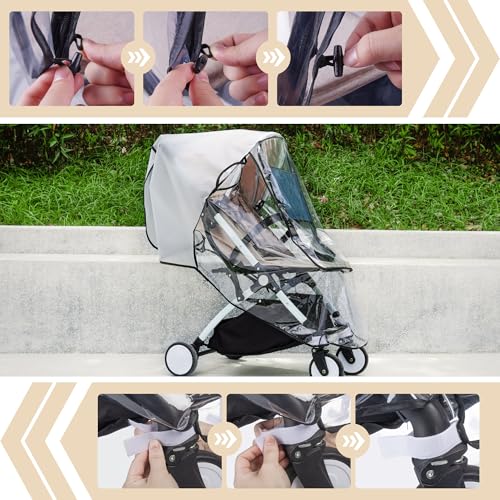 Bemece Stroller Rain Cover, Universal Stroller Accessory, Baby Travel Weather Shield, Windproof and Waterproof, Protect from Dust and Snow
