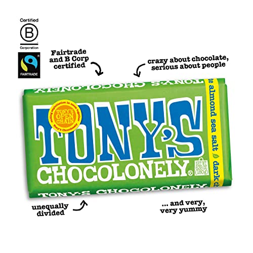 Tony's Chocolonely 42% Dark Milk Chocolate Bar with Pretzel & Toffee - Dark Milk Chocolate, Pretzel & Toffee Chunks, Belgium Chocolate