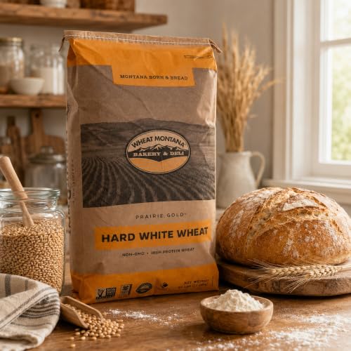 Wheat Montana: Prairie Gold: Wheat Berries - 50 lb Bulk Bag - 100% Whole Hard White Spring Wheat, Non-GMO, No Glyphosate, Milling, Bread & Baking