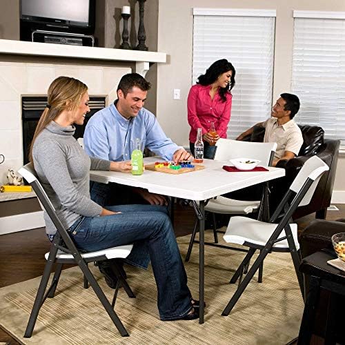 LIFETIME 280228 37-Inch Square Fold-in-Half Table, White Granite Top with Gray Frame