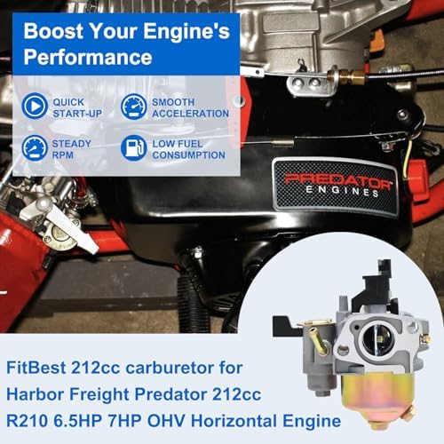 FitBest GX160 Carburetor for Honda GX120 GX200 5.5HP 6.5HP Engines – Harbor Freight Predator 212cc 224cc Replacement – Ideal for Go Karts, Pressure Washers, Water Pumps