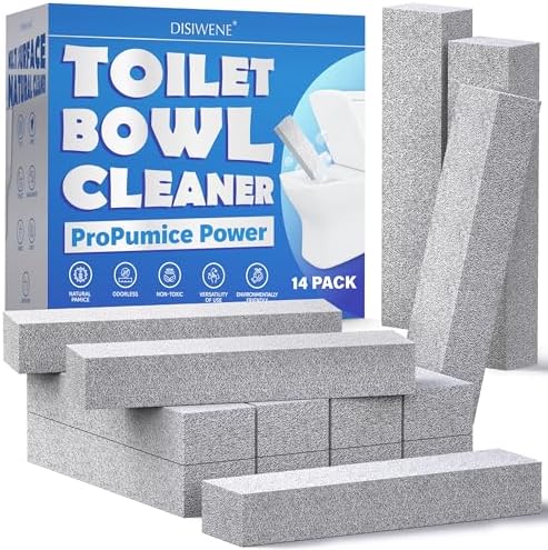 DISIWENE Pumice Cleaning Stone with Handle Toilet Bowl Cleaner Hard Water Ring Remover for Bath/Pool/Kitchen/Household Cleaning (4, 4 Pack with Handle)