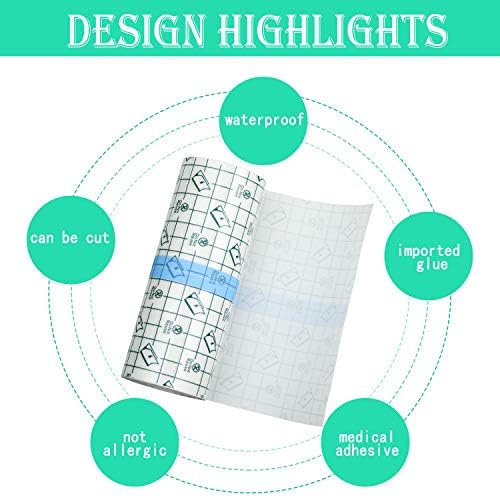 BBTO Transparent Waterproof Adhesive Dressing Bandage Tape, 6 x 197 Inch