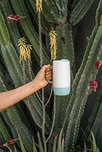 Ello Jane 18oz Ceramic Travel Mug with Handle, Splash-Resistant Slider Lid and Built-in Coaster, Perfect for Coffee and Tea, BPA Free, Dishwasher Safe