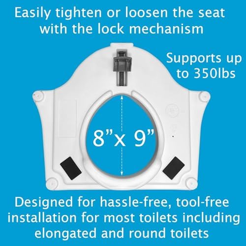 Carex E-Z Lock Raised Toilet Seat with Handles, 4.5 Inch Toilet Seat Riser with Arms, Toilet Riser Fits Most Toilets, Elongated or Round