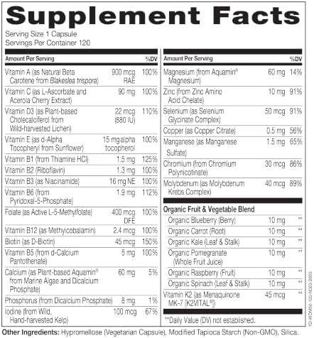 NATURELO One Daily Multivitamin for Women 50+ (Iron Free) - Menopause Support for Women Over 50 - Whole Food Supplement - Non-GMO - No Soy - 60 Capsules - 2 Month Supply | Energy Support, Whole Food Daily Women Multivitamin Supplement, Nourish Hair/Skin/…