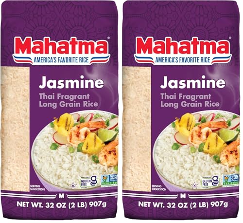 Mahatma Jasmine Rice, Fragrant Thai Rice, 5-Pound Bag | Aromatic rice for stovetop or microwave, quick and easy to cook, gluten-free, vegan, kosher, non-GMO, bulk bag
