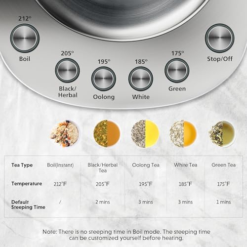 BUYDEEM K2423 Tea Maker, 5 Temperature Settings, Removable Infuser, 1.2L