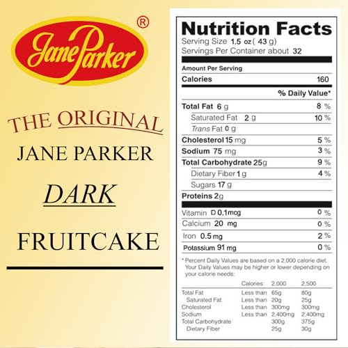 Jane Parker Fruitcake Dark Fruit Cake 3 Pound (48 Ounce) Ring in a Collectible Holiday Tin (Colors may vary) -Holiday Cake-Christmas Cake-The Best