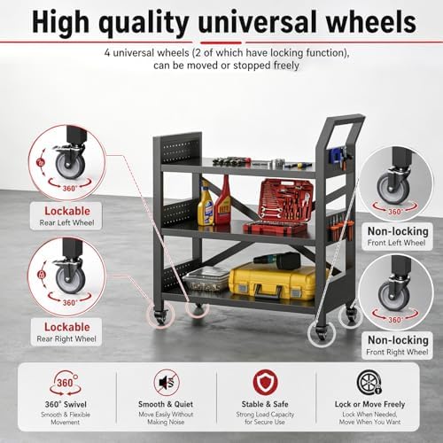 Work Bench with Pegboard,Heavy Duty 3000lbs Capacity Workbench Adjustable Shelves,Work Table for Garage Warehouse47.2 H*47.09" W*19" D