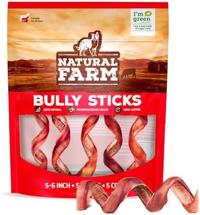 Natural Farm Odor Free Bully Sticks Ring Shaped (3-4 Inch, 10 Pack) - 100% Beef Chews for More Engagement & Fun, Grass-Fed, Non-GMO