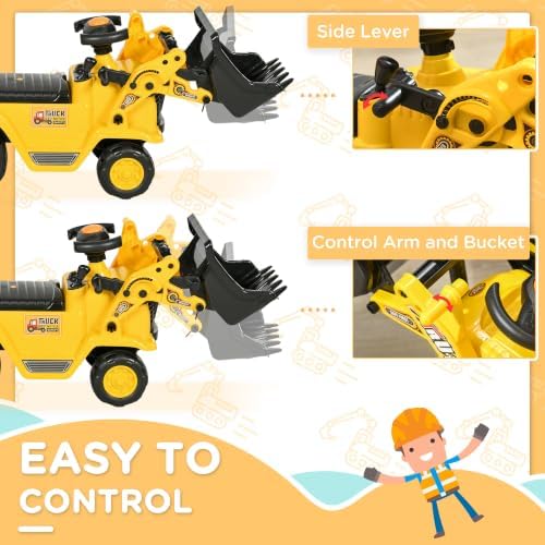 HOMCOM Ride On Excavator Ride On Bulldozer with Horn, Under Seat Storage