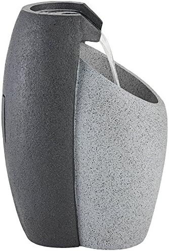 Waterfall 25" High Modern Outdoor Indoor Large Fountain with LED Light | Decor Faux Stone Floor Pot Standing Water Feature for Outside Garden Patio