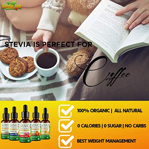 Stevia Intl - (Pack of 5) Wonka Land Bundle. Stevia Liquid Drops with 5 Flavors. All Naturally Sweet, Non-Bitter, No Sugar Added, 0 Carb, 0 Calorie