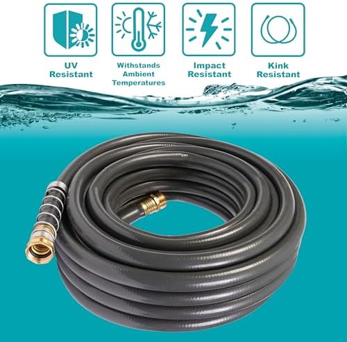 Gilmour Flexogen 5/8 in x 50 ft Garden Hose, Heavy Duty Water Hose, Flexible and Kink Resistant Outdoor Hose, Gray | 8-layer heavy duty build