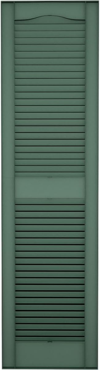 Ekena Millwork Lifetime Vinyl LL1S12X03600BL Standard Cathedral Top Center Mullion, Open Louver Vinyl Shutters, w/Installation Shutter-Lok's & Matching Screws (Per Pair), 12"W x 36"H, Black