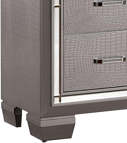 24/7 Shop at Home Riah Contemporary 9-Drawer 2-Piece Dresser and Mirror Set, Silver