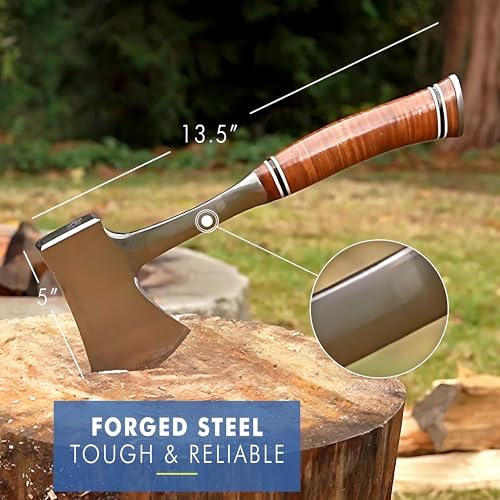 ESTWING Sportsman's Axe - 14" USA Made Special Edition Camping Hatchet with Forged Steel Construction & Genuine Leather Grip - E24ASEA | Made in USA, Outdoor Versatility, Genuine Leather Grip, Forged In One Piece, Heavy Duty Sheath