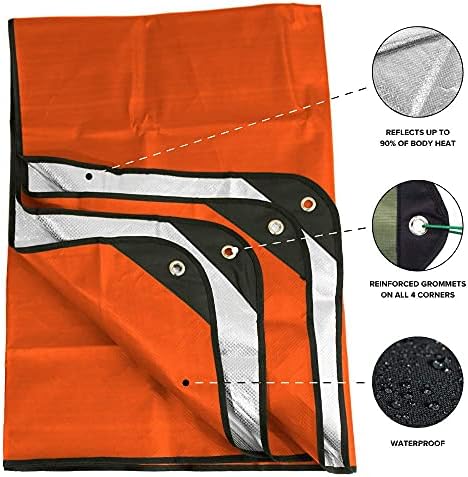 Arcturus Insulated Tarp, Reusable Heavy Duty Thermal Survival Blanket – 60x82in, Reflects 90% Body Heat, Waterproof, Windproof, 3-Layer Design, Reinforced Grommets, Olive Green | Reflective Mylar, Waterproof & Windproof, Reinforced Grommets for Tarp Setu…