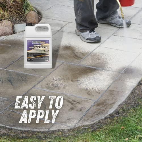 Stamped Concrete Sealer, 1 Gallon - Clear, Water-Based Satin Sealer for Stamped Concrete, Masonry & Natural Stone Surfaces
