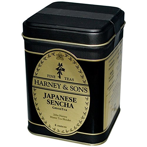 Harney & Sons Japanese Sencha Tea, Loose Leaf Green Tea Tin, 8 oz | Loose leaf Sencha green tea from Shizuoka with mild vegetal, spinach, and light roasted notes. 8 oz tin. Contains caffeine.