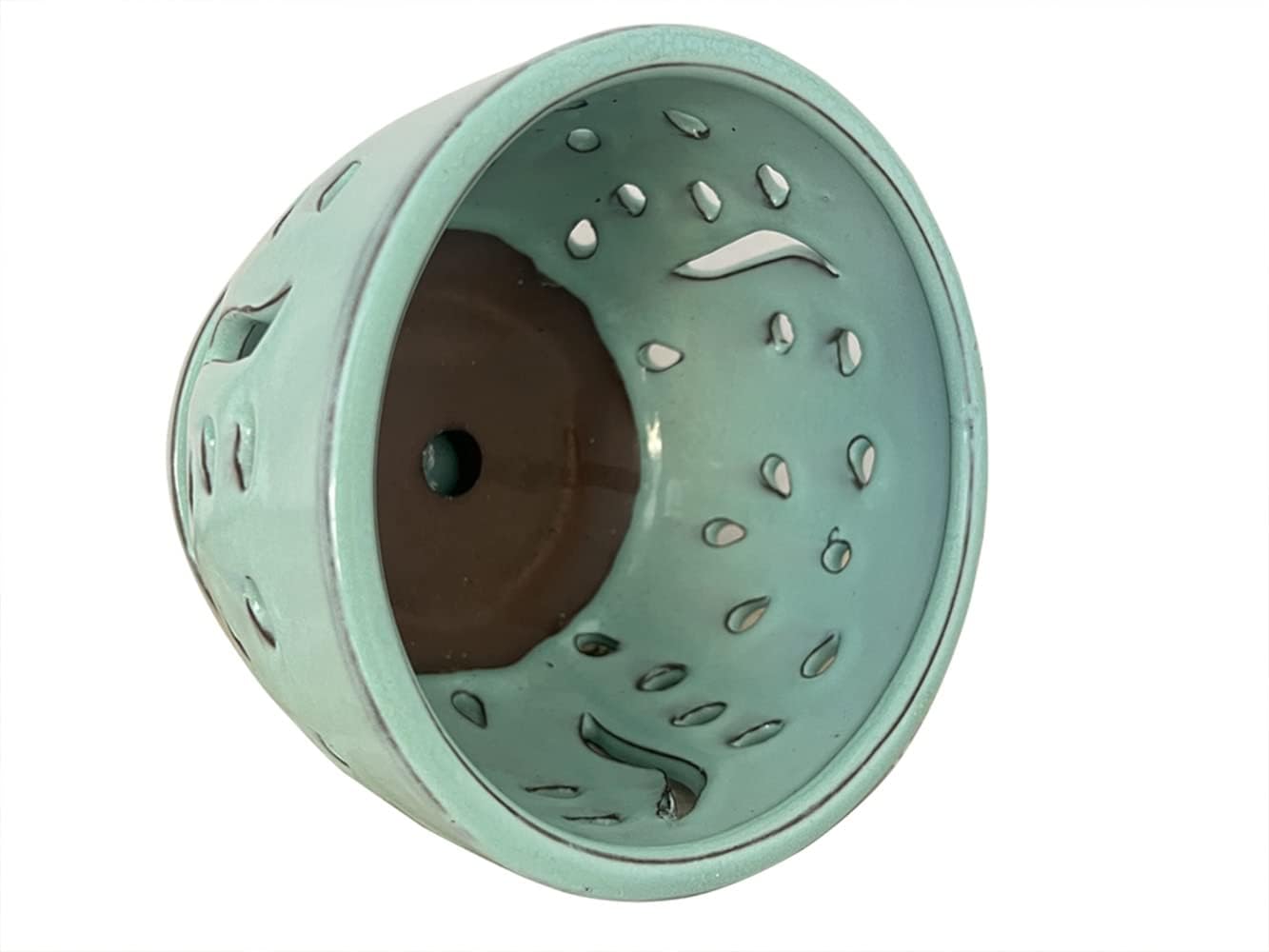 Orchid Pots with Holes Round Ceramic Flower Container Succulent Plant Planter Butterfly Pot Saucer Windowsill Contemporary Home Decoration (6 Inch