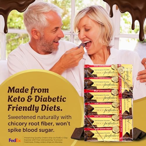 ChocoPerfection Dark Mint Chocolate Bars - Sugar Free Dessert- 30 Pack 10G