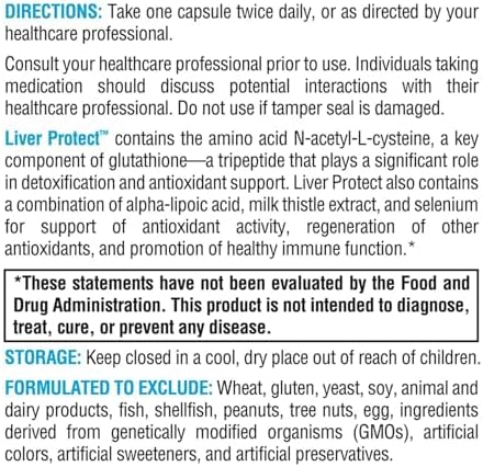 XYMOGEN Liver Protect - Liver Health & Antioxidant Support Supplement* - Milk Thistle, Alpha-Lipoic Acid, NAC & Selenium - Gluten-Free & Vegetarian - 120 Capsules