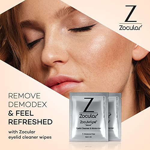 Zocular Zocuwipe Eyelid Wipes, Gentle Cleansing & Moisturizing, 30 Count | Okra-based Cleansing Formula, Eyelid Hygiene, Eyelid Comfort, Individually Wrapped, Rinse Free, Ophthalmologist-Developed