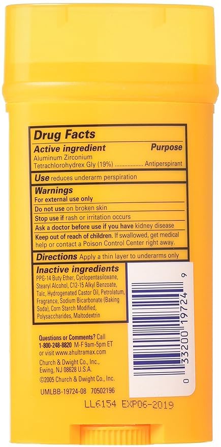 ARM & HAMMER ULTRAMAX Anti-Perspirant Deodorant Invisible Solid Unscented 2.60 oz (Pack of 2)