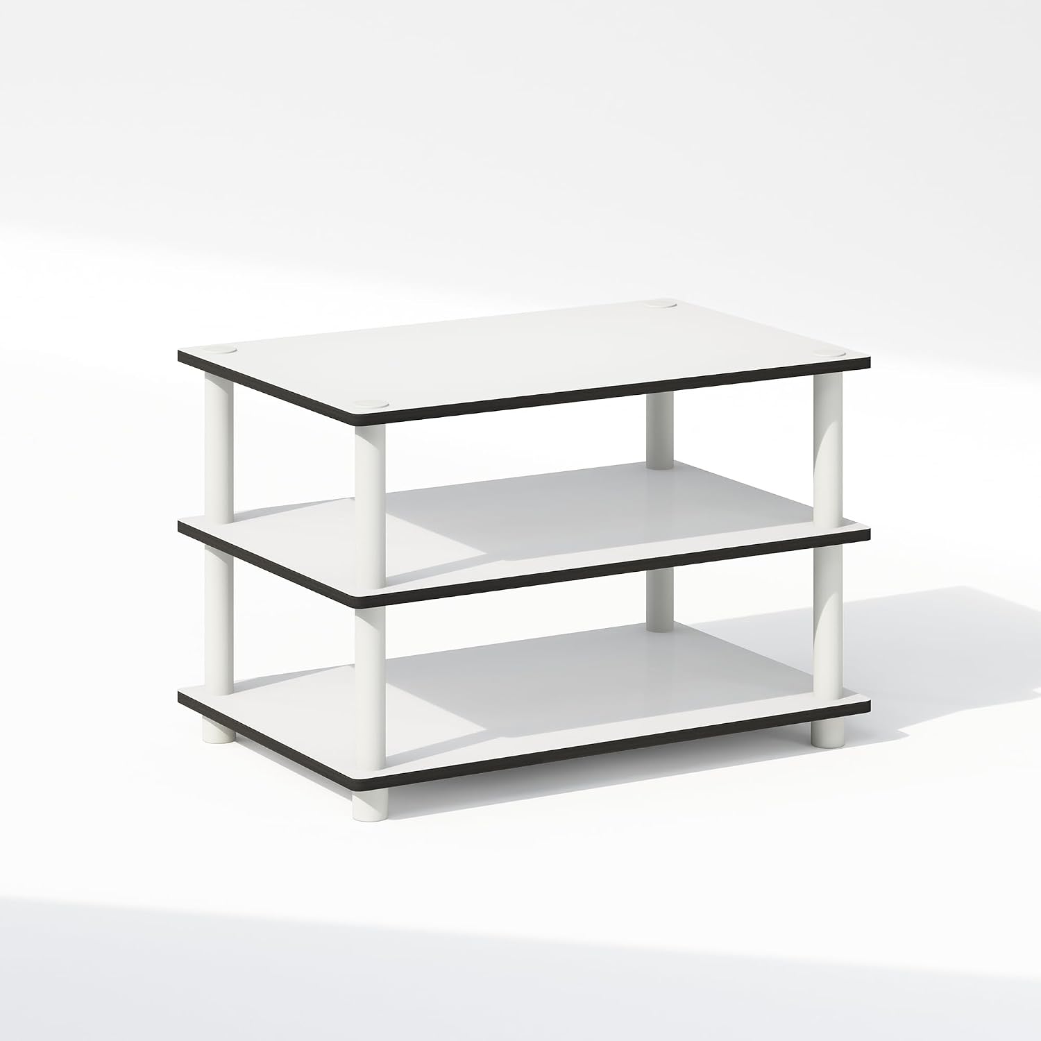Furinno Turn-S-Tube No Tools 3-Tier Entertainment TV Stands, Dark Cherry and Black