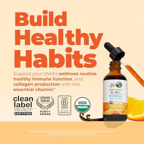 MARYRUTH'S Organic Vitamin C Supplement | Liquid Vitamin C Liquid Drops for Adults & Kids | Immune Support Supplement for Overall Health | Vegan