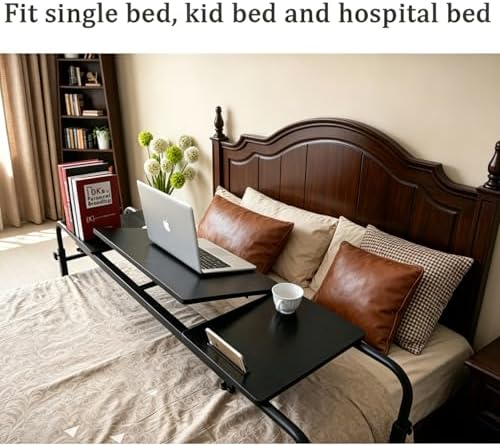 Overbed Laptop Cart Over The Bed Table with Wheels Adjustable Bed Hospital
