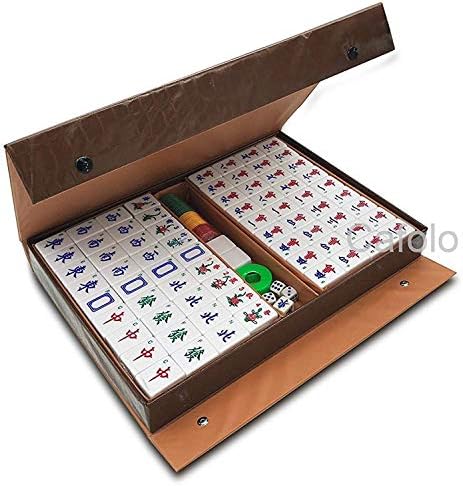 Chinese Mahjong Set 144 X Large 1.5“ Numbered Gold Sparkle Tiles Carry Case