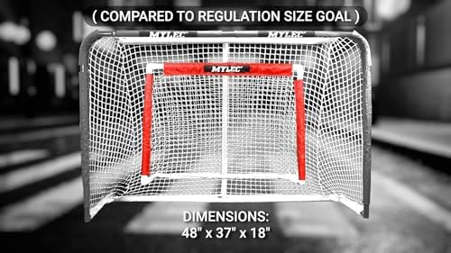 MyLec Deluxe Hockey Set, with 1 Hockey Goal, 2 43" Hockey Sticks & 1 Soft Ball, Sleeve Netting System, PVC Tubing Net, Lighweight & Durable