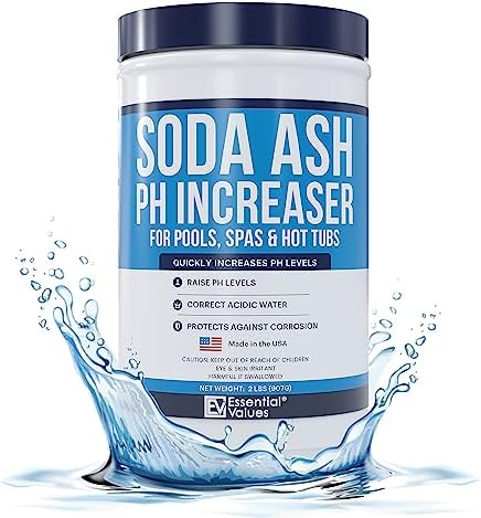 PH Increaser for Hot Tub Swimming Pools & Spa (2 LBS) - Soda Ash Powder to Get Level of Your PH Up - Fight Corrosion, Correct Acidic Water Safely